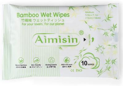 Lingettes humides écologiques pour bébé en bambou biodégradable et non blanchi